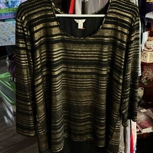 Cato Black and Gold Striped Blouse
